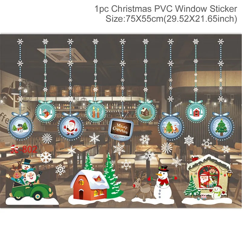 Christmas Wall and Window Stickers – Merry Christmas 2024 Home Decorations, Xmas Ornaments & New Year 2025 Décor
