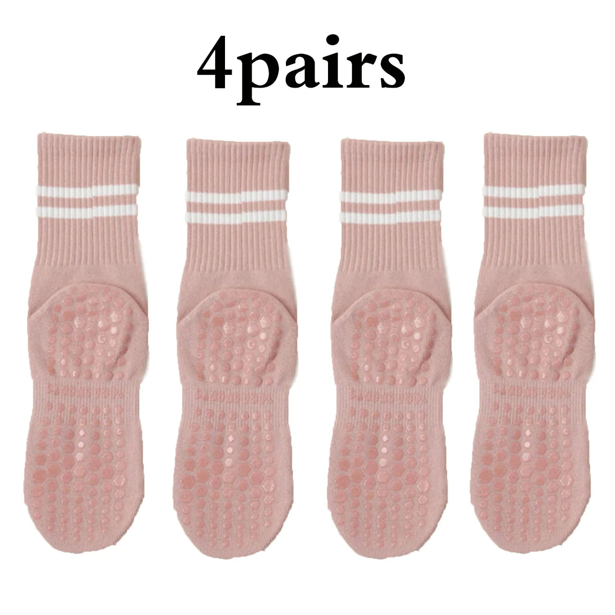 Premium Non-Slip Pilates Socks for Women – 4 Pairs | Yoga, Barre & Workout Grip Socks