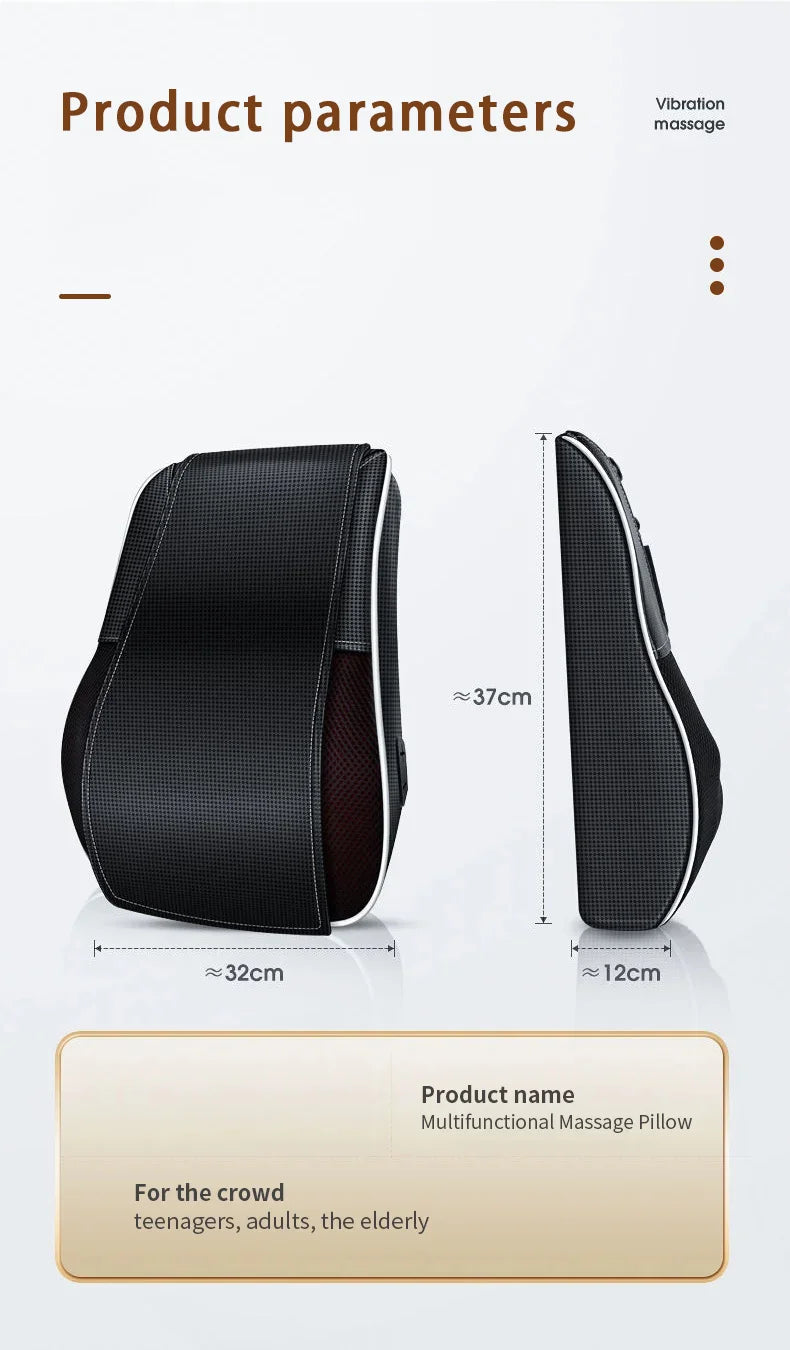 Electric Shiatsu Neck & Back Massager Pillow – Heated Cervical Traction & Vibration Relief for Home, Office & Car