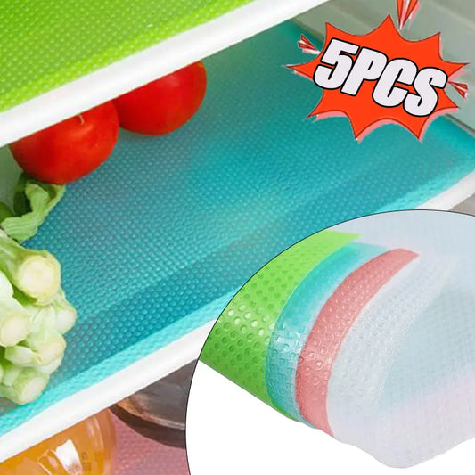 Washable Refrigerator Shelf Liners – Waterproof, Anti-Slip, Cut-to-Fit Fridge Mats (5/3/1 Pack)