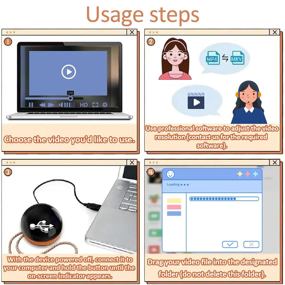 3D Crystal Ball Video Display – DIY Memory Sphere with 2.7" Screen, 4GB Storage & MP4 Photo/Video Playback