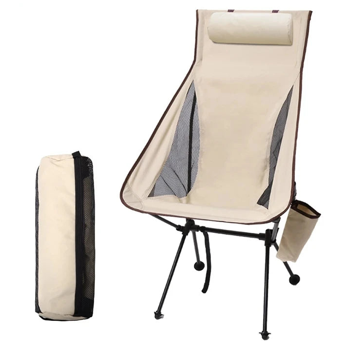 Portable Folding Camping Chair – Lightweight, Supportive Outdoor Chair with Headrest for Camping, Fishing and Travel Comfort