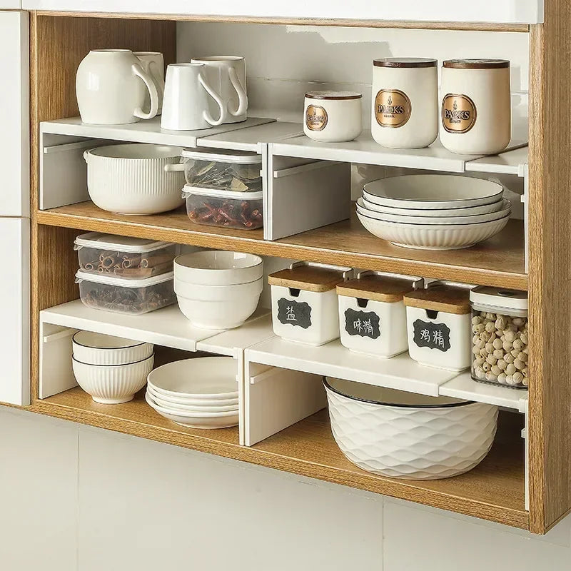 Retractable Kitchen Cabinet Organizer Shelf – Adjustable Spice Rack and Multi-Layer Storage Stand