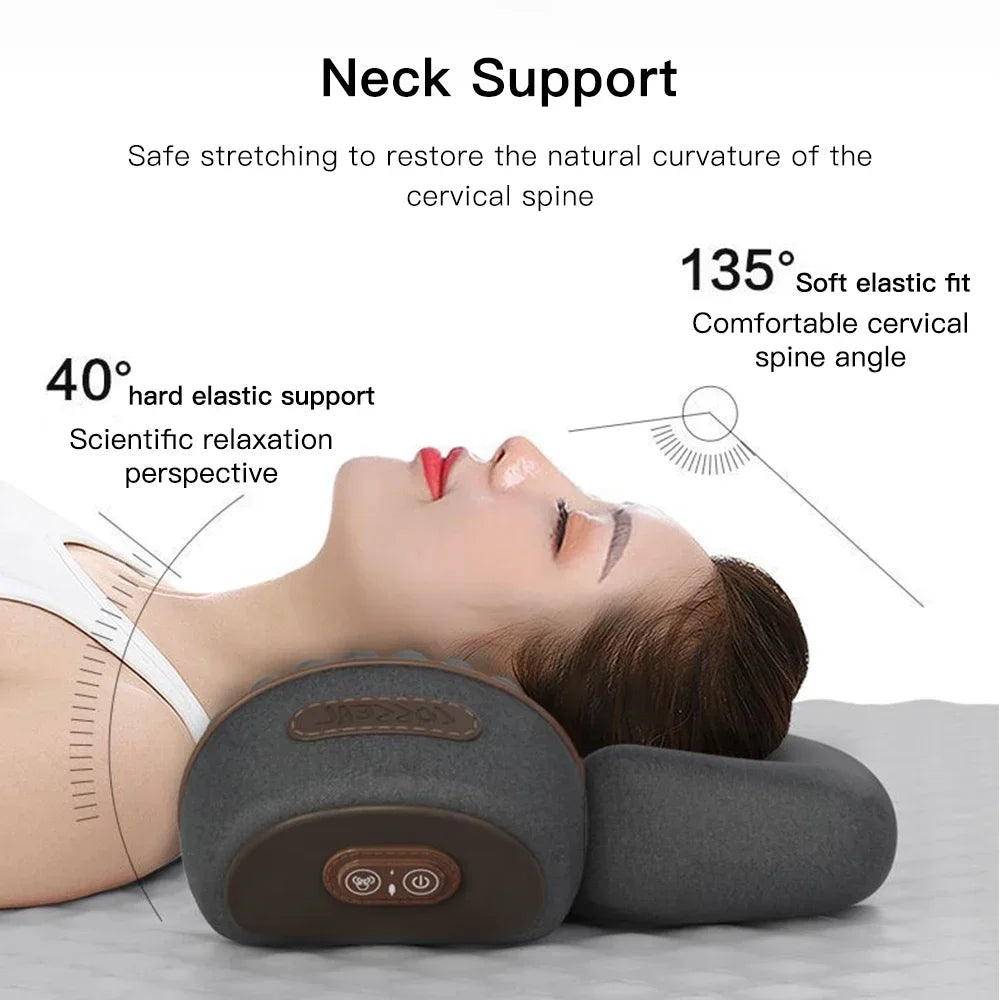 Electric Neck Massager Pillow – Cervical Traction, Hot Compress & Vibration Therapy for Neck, Shoulder and Back Relief
