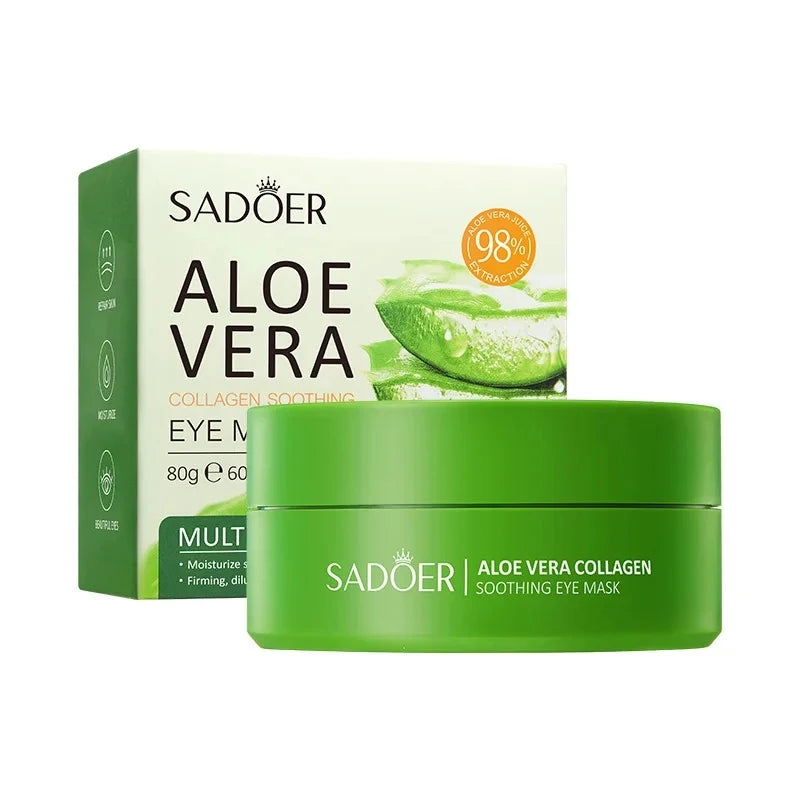 Aloe Vera Collagen Eye Mask – 60pcs Under Eye Patches for Dark Circles, Puffiness, and Moisturizing Skincare