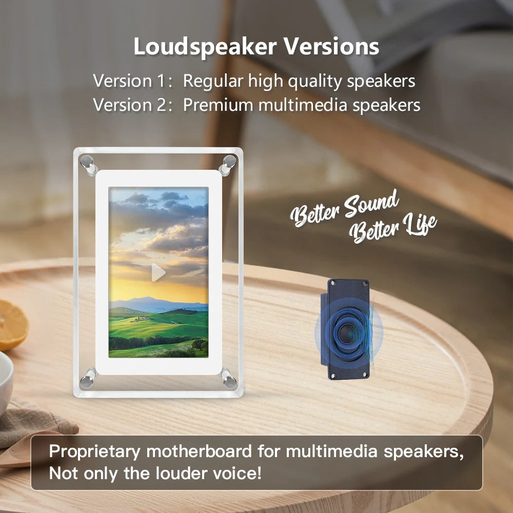 Acrylic Digital Photo Frame – 5 Inch IPS Display, Built-In Battery, 4GB Memory | Portable Digital Picture Frame