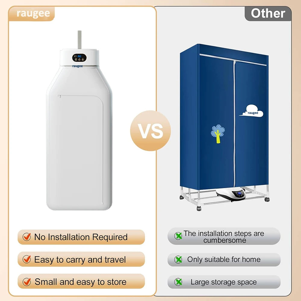 Portable Foldable Electric Clothes Dryer – Smart Timed Warm Air Laundry Dryer with Remote Control