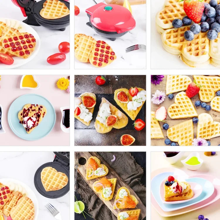 Mini Bubble Waffle Maker – Heart-Shaped Breakfast & Snack Machine for Kids, Parties & Fun Treats (350W)