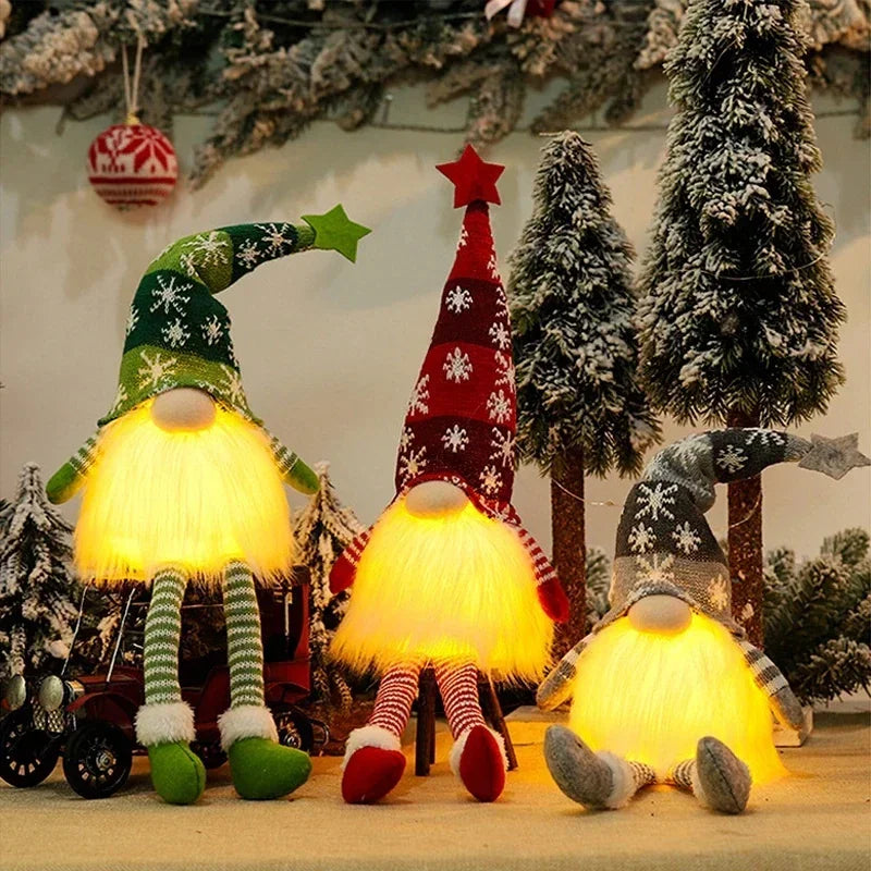 Christmas LED Faceless Gnome Doll – Plush Knitted Ornament Decoration for Home, Tree, and Holiday Gifts