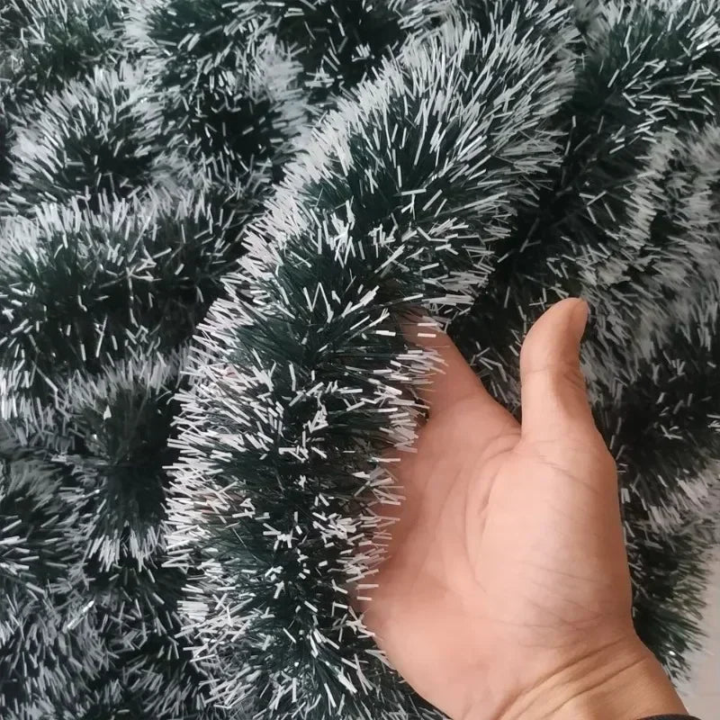 2M Christmas Ribbon Garland – Green PVC Tinsel Cane Ribbon for Tree, Wreath, and Home Holiday Decorations