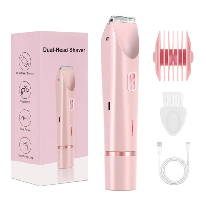 2-in-1 Electric Razor for Women – Painless Bikini Trimmer and Facial Hair Shaver | Waterproof, Portable Hair Remover for Body and Face