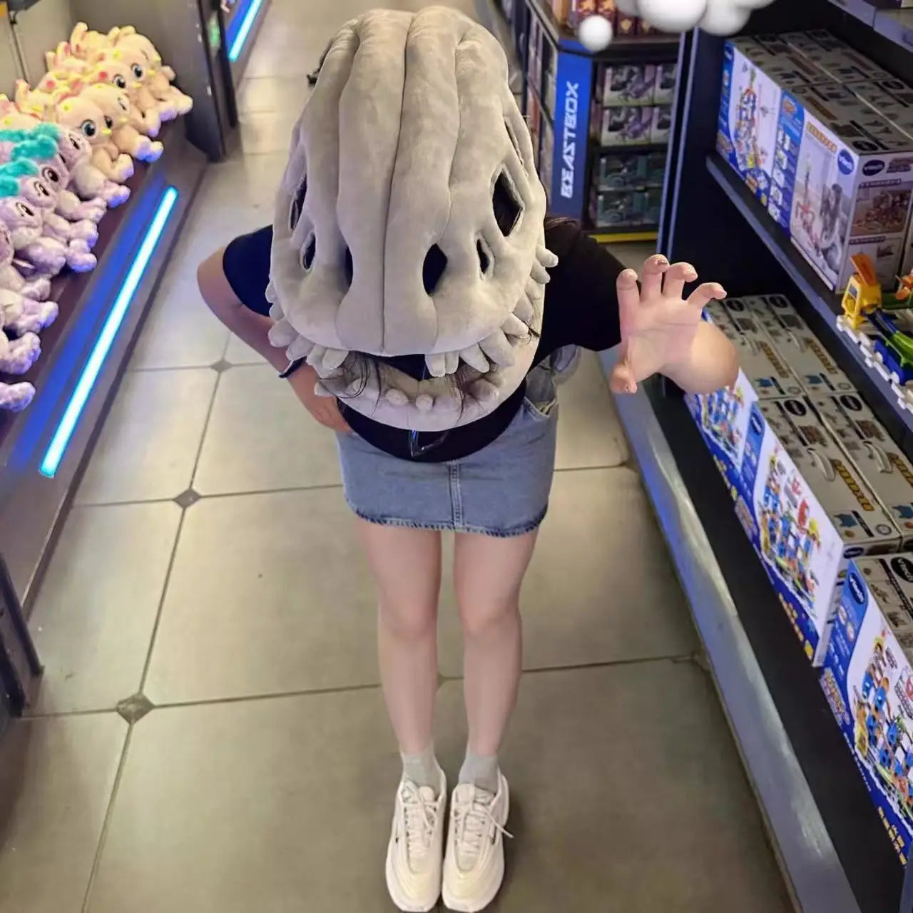 3D Realistic Dinosaur Skeleton Costume – Funny Plush Cosplay Set with Headgear for Dress-Up, Parties and Creative Gifts