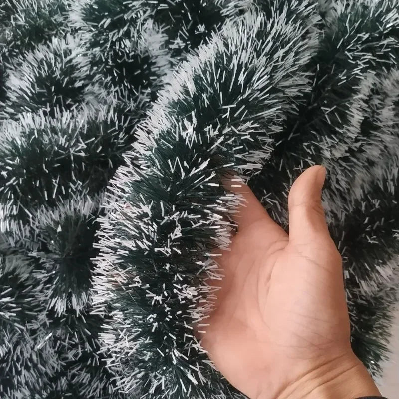 2M Christmas Ribbon Garland – Green PVC Tinsel Cane Ribbon for Tree, Wreath, and Home Holiday Decorations