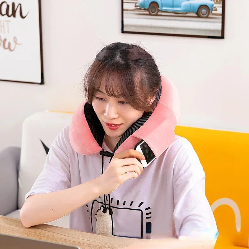 U-Shaped Memory Foam Travel Pillow – Soft Massage Neck Support Cushion for Airplane, Sleep, and Cervical Comfort