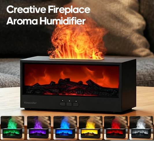 Fireplace Flame Aroma Diffuser – Essential Oil Humidifier with Remote & Colorful Ambient Lights (150ml)