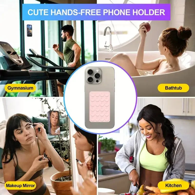 Silicone Suction Phone Holder Mat – Multifunctional Anti-Slip Wall Mount Stand for iPhone and Android