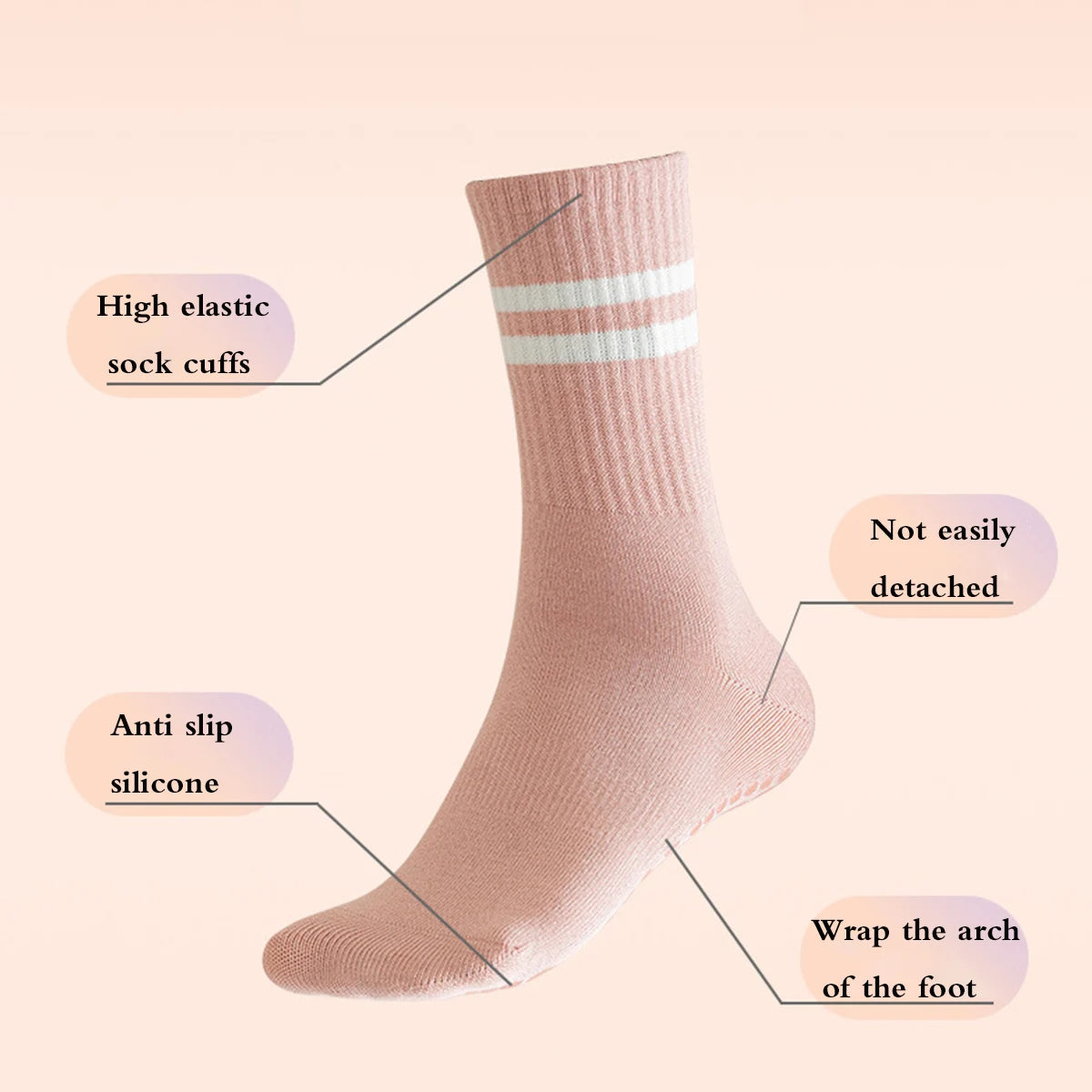 Premium Non-Slip Pilates Socks for Women – 4 Pairs | Yoga, Barre & Workout Grip Socks