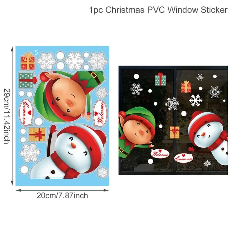 Christmas Wall and Window Stickers – Merry Christmas 2024 Home Decorations, Xmas Ornaments & New Year 2025 Décor