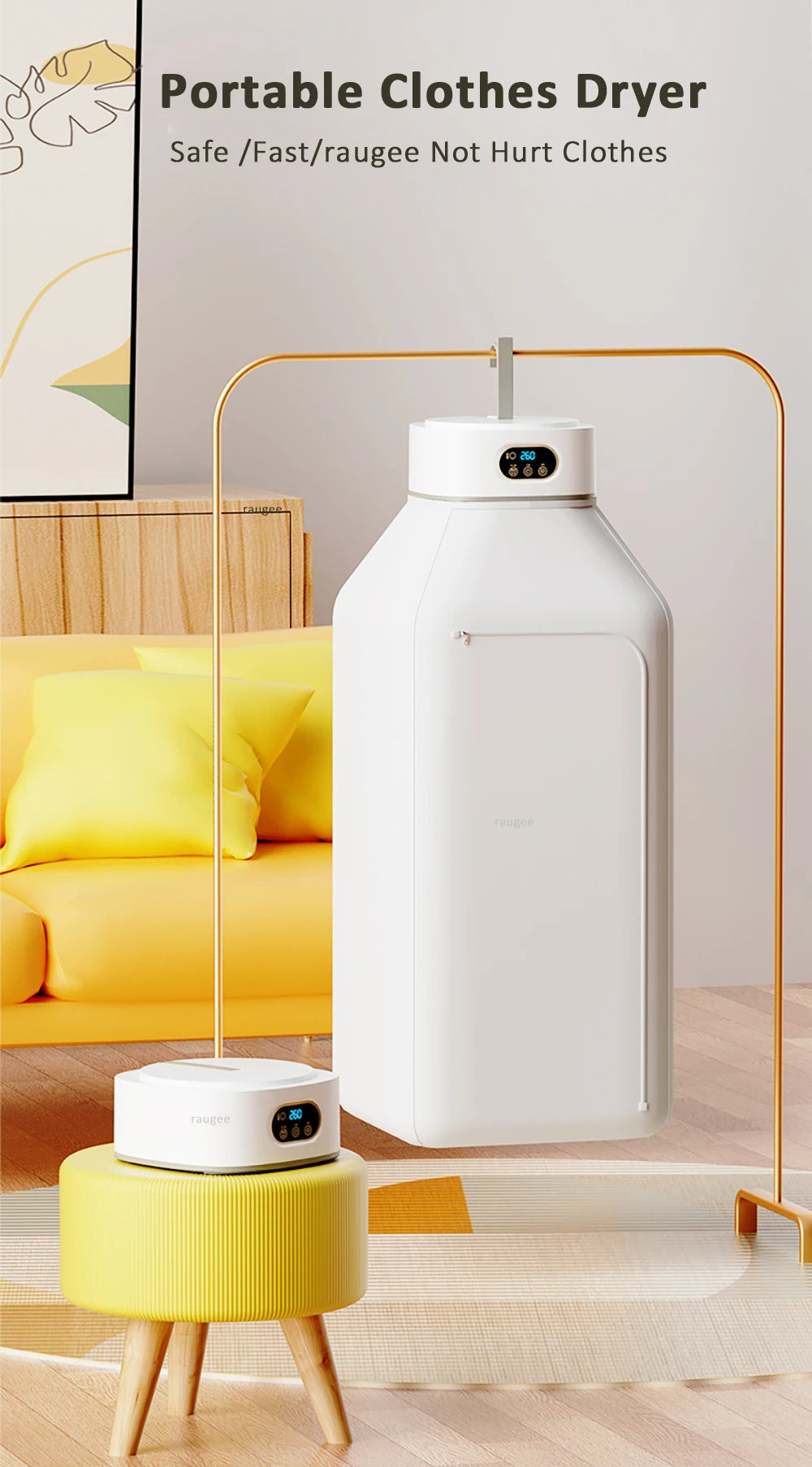 Portable Foldable Electric Clothes Dryer – Smart Timed Warm Air Laundry Dryer with Remote Control