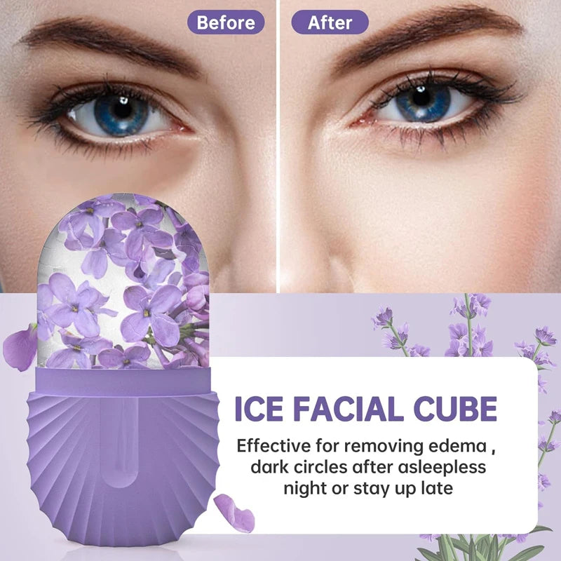 Silicone Ice Face Roller – Reusable Ice Cube Facial Massager for Puffiness, Pore Tightening & Glowing Skin