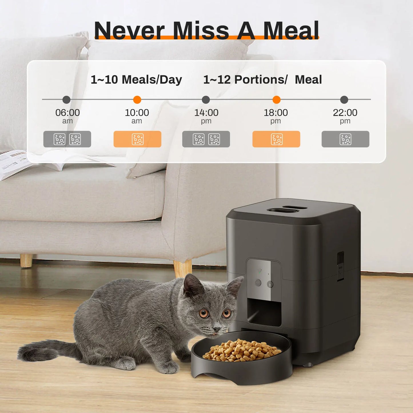 Smart Automatic Pet Feeder – Timed Cat & Dog Food Dispenser with Portion Control and LCD Display
