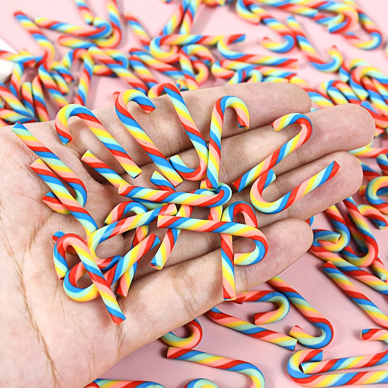 Mini Candy Cane Christmas Decorations – 10/30/50pcs Red & White Resin Ornaments for DIY Crafts, Tree & Home Décor 2025