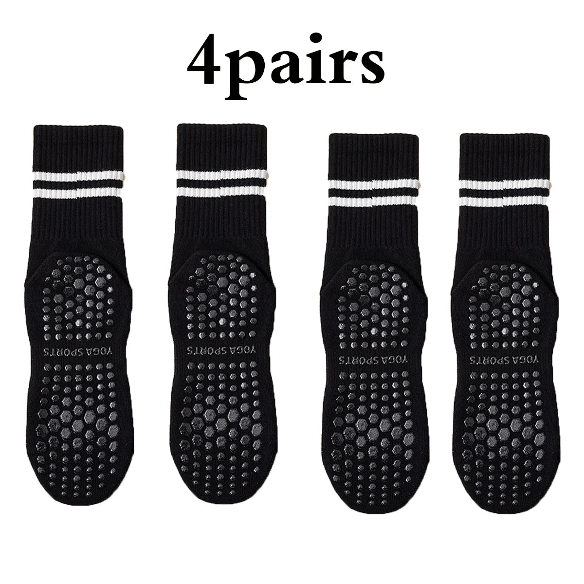 Premium Non-Slip Pilates Socks for Women – 4 Pairs | Yoga, Barre & Workout Grip Socks
