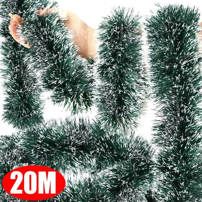 2M Christmas Ribbon Garland – Green PVC Tinsel Cane Ribbon for Tree, Wreath, and Home Holiday Decorations