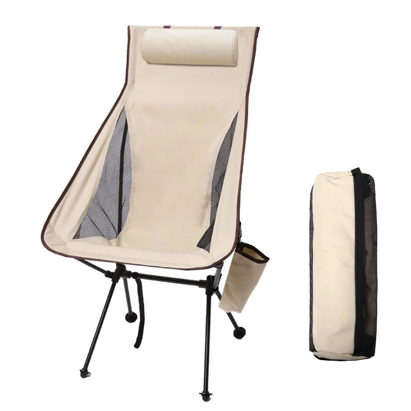 Portable Folding Camping Chair – Lightweight, Supportive Outdoor Chair with Headrest for Camping, Fishing and Travel Comfort