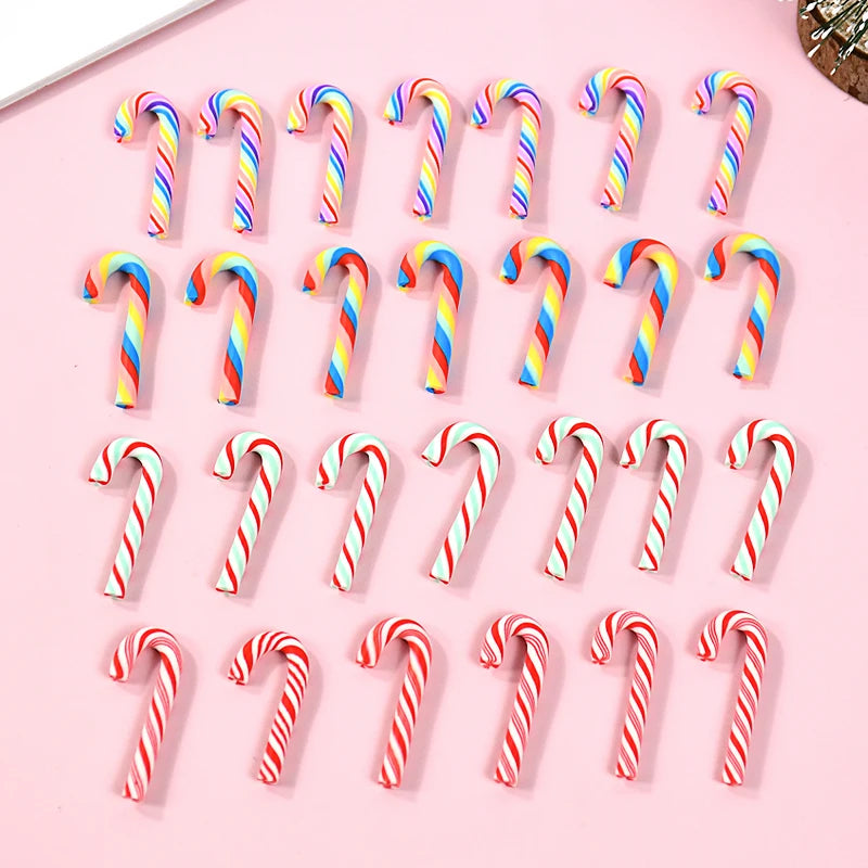Mini Candy Cane Christmas Decorations – 10/30/50pcs Red & White Resin Ornaments for DIY Crafts, Tree & Home Décor 2025