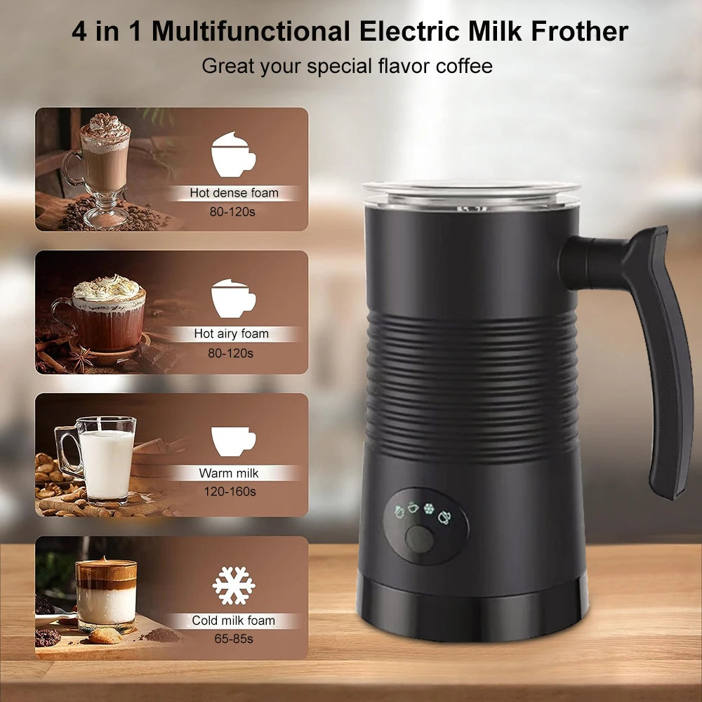 Electric Milk Frother – 4-in-1 Hot & Cold Foam Maker for Coffee, Cappuccino, Latte & Hot Chocolate (220V)