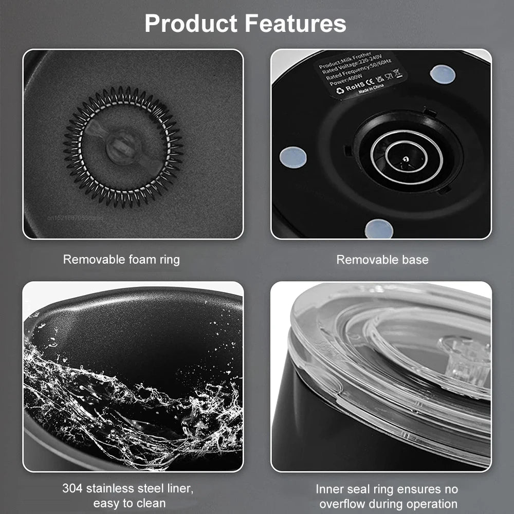 Electric Milk Frother – 4-in-1 Hot & Cold Foam Maker for Coffee, Cappuccino, Latte & Hot Chocolate (220V)