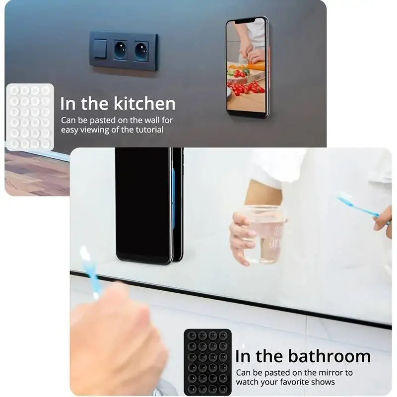 Silicone Suction Phone Holder Mat – Multifunctional Anti-Slip Wall Mount Stand for iPhone and Android