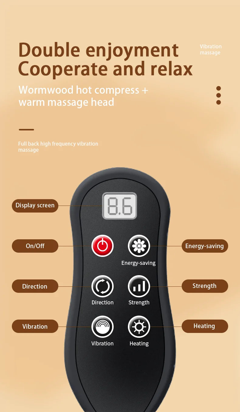 Electric Shiatsu Neck & Back Massager Pillow – Heated Cervical Traction & Vibration Relief for Home, Office & Car