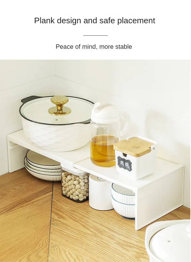 Retractable Kitchen Cabinet Organizer Shelf – Adjustable Spice Rack and Multi-Layer Storage Stand