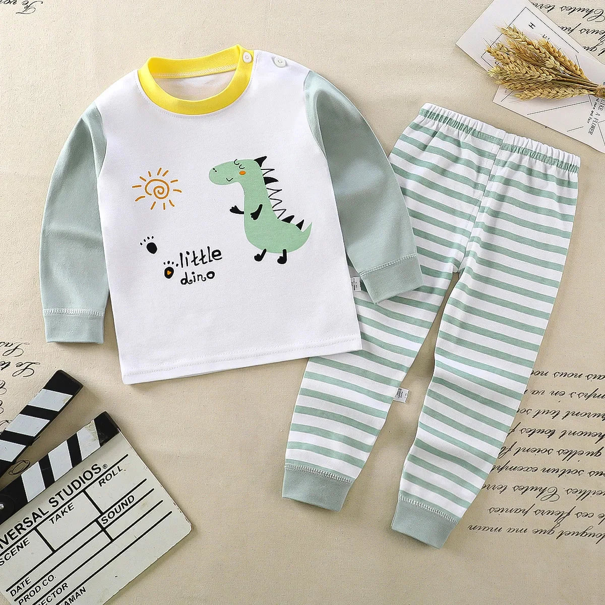 Kids Cotton Pajama Set – Soft Cartoon Long Sleeve Top & Pants for Boys and Girls, Autumn Winter Sleepwear Outfit