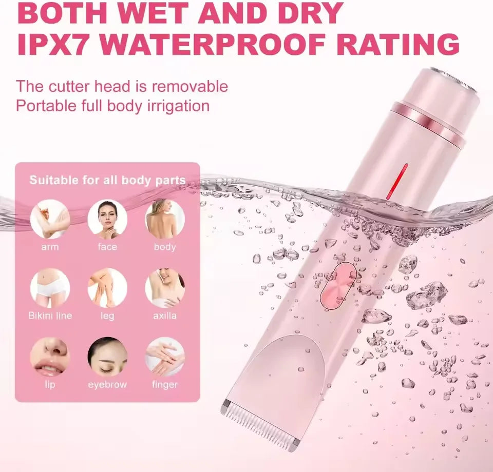 2-in-1 Electric Razor for Women – Painless Bikini Trimmer and Facial Hair Shaver | Waterproof, Portable Hair Remover for Body and Face