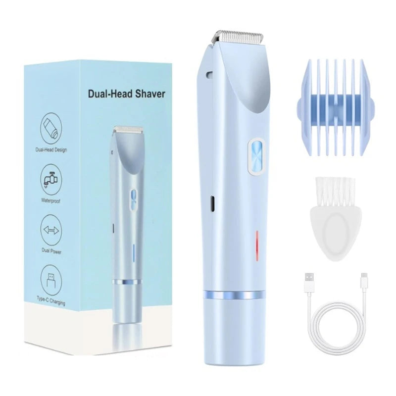 2-in-1 Electric Razor for Women – Painless Bikini Trimmer and Facial Hair Shaver | Waterproof, Portable Hair Remover for Body and Face