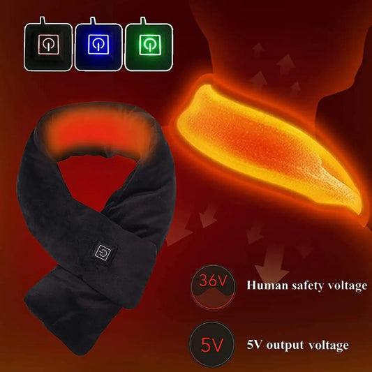 USB Heated Neck Warmer – 3-Level Rechargeable Winter Heating Scarf for Neck Support & Cold Weather Relief
