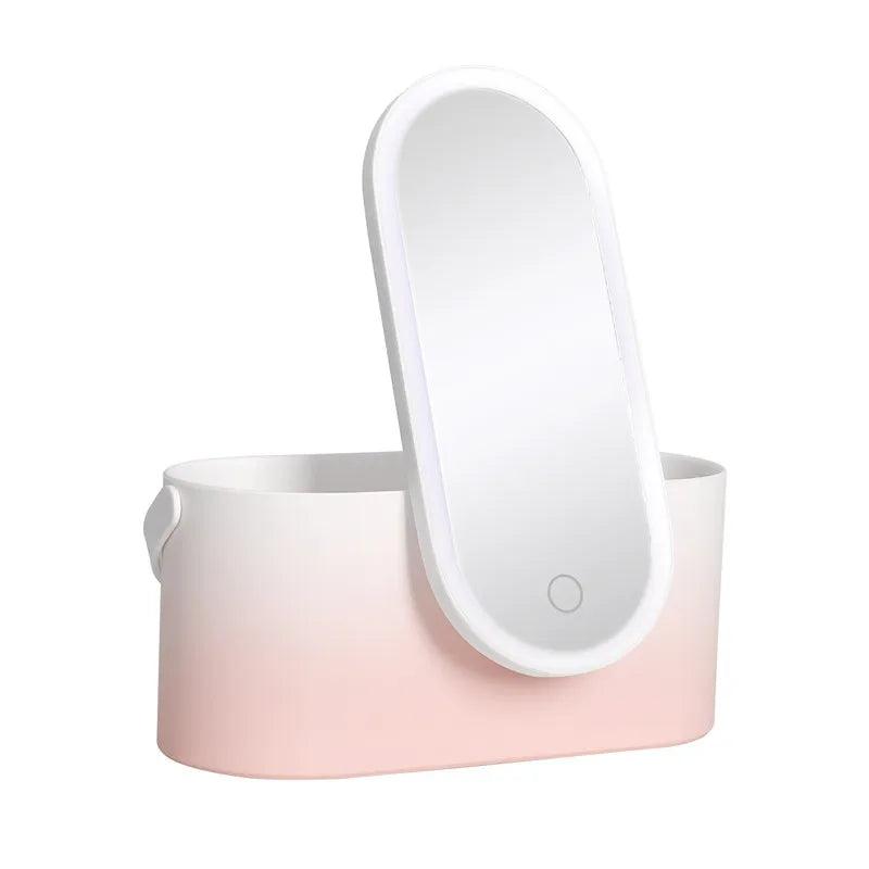 Makeup Organizer Box with LED Light Mirror - Bargain Tool