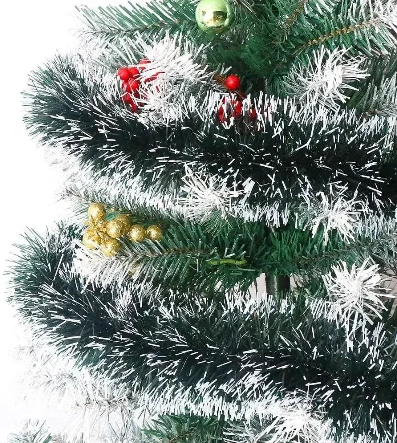 2M Christmas Ribbon Garland – Green PVC Tinsel Cane Ribbon for Tree, Wreath, and Home Holiday Decorations