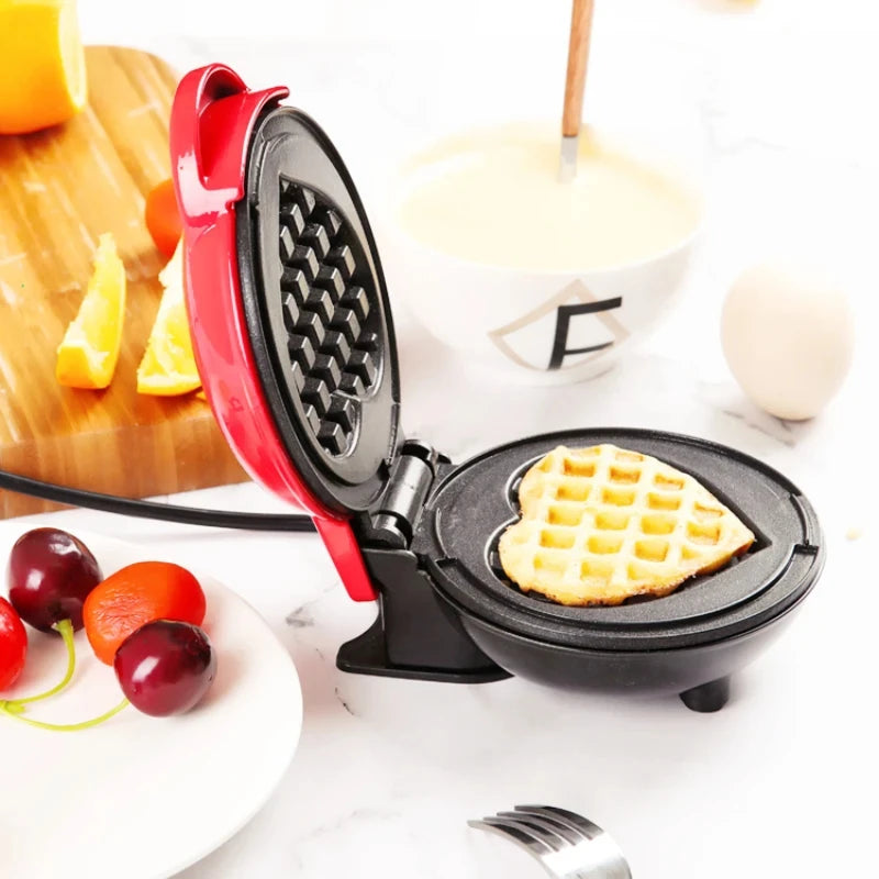 Mini Bubble Waffle Maker – Heart-Shaped Breakfast & Snack Machine for Kids, Parties & Fun Treats (350W)