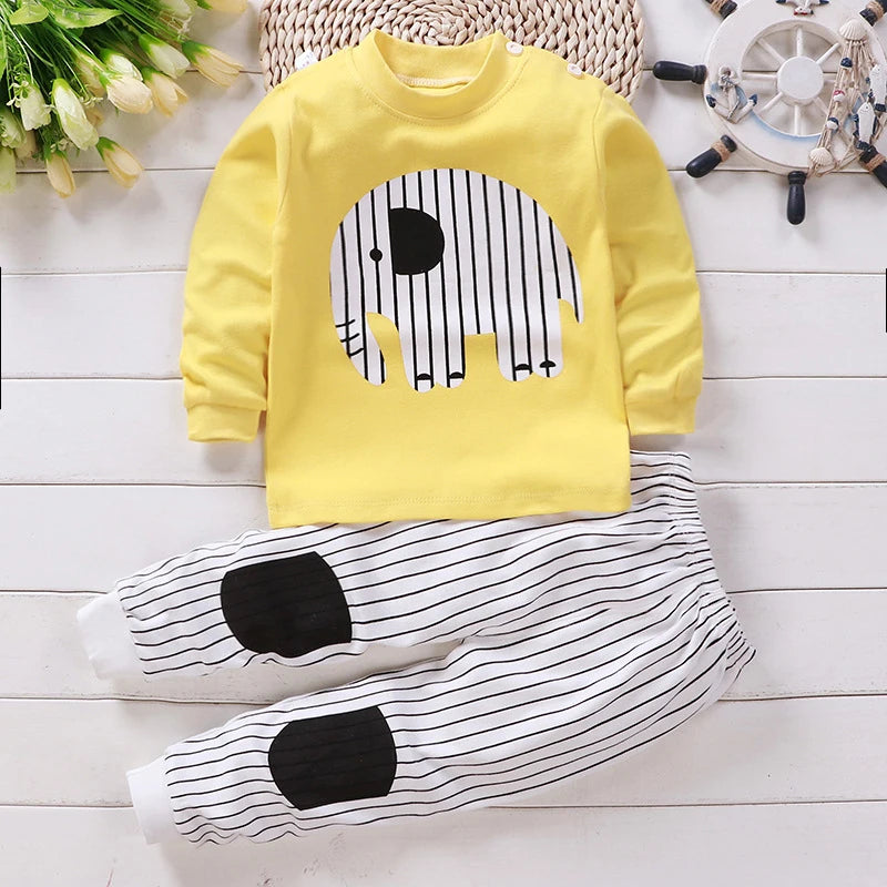 Kids Cotton Pajama Set – Soft Cartoon Long Sleeve Top & Pants for Boys and Girls, Autumn Winter Sleepwear Outfit