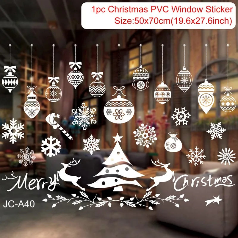 Christmas Wall and Window Stickers – Merry Christmas 2024 Home Decorations, Xmas Ornaments & New Year 2025 Décor