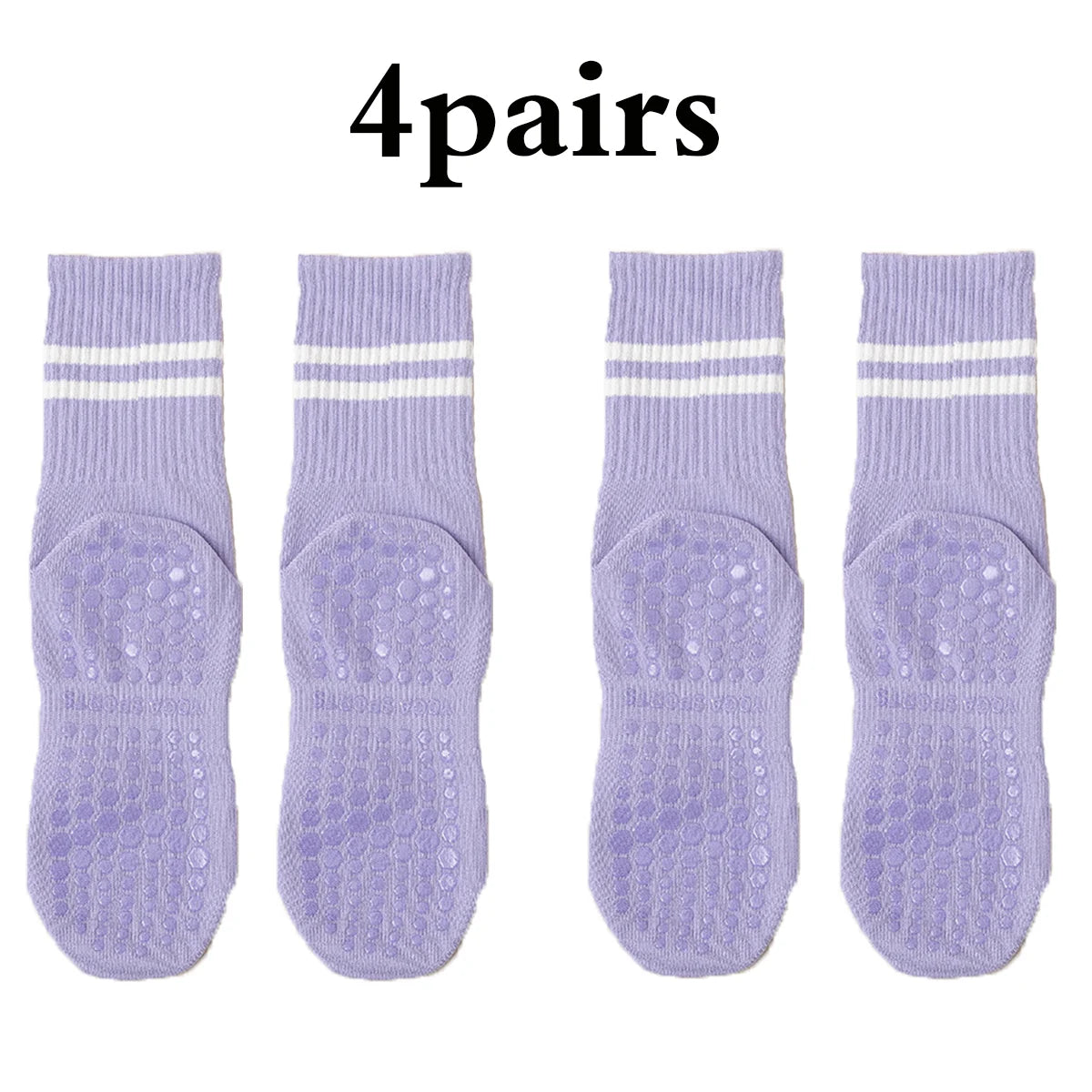 Premium Non-Slip Pilates Socks for Women – 4 Pairs | Yoga, Barre & Workout Grip Socks