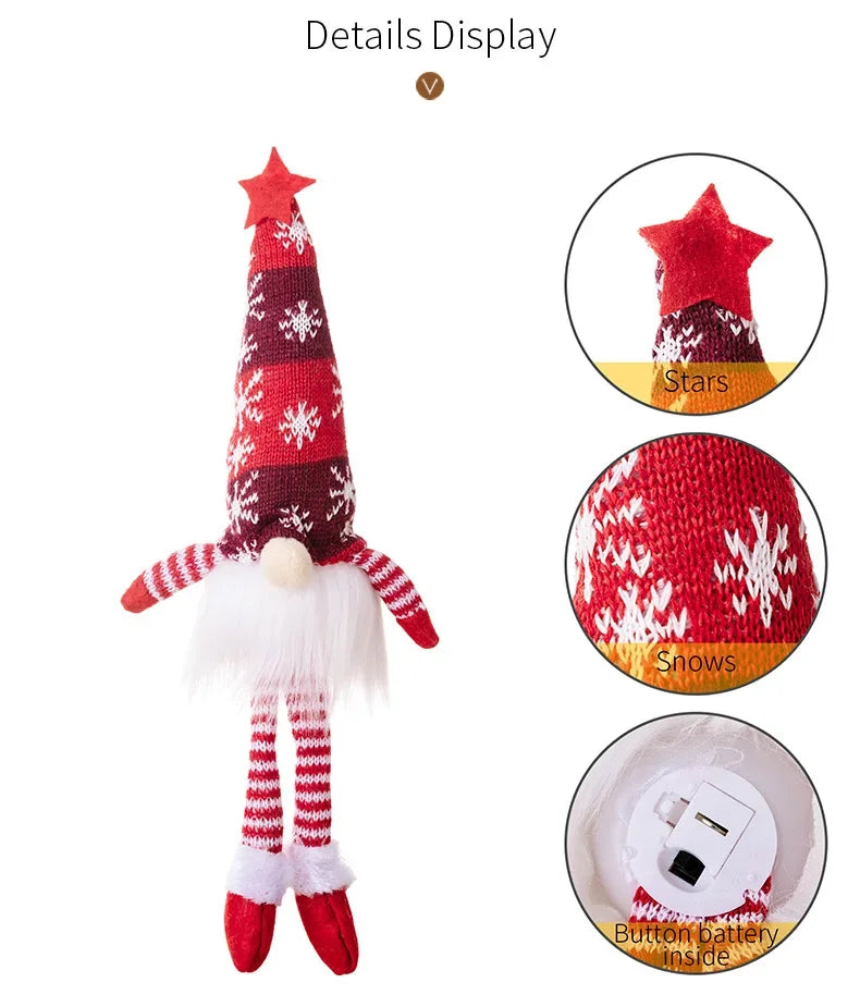 Christmas LED Faceless Gnome Doll – Plush Knitted Ornament Decoration for Home, Tree, and Holiday Gifts