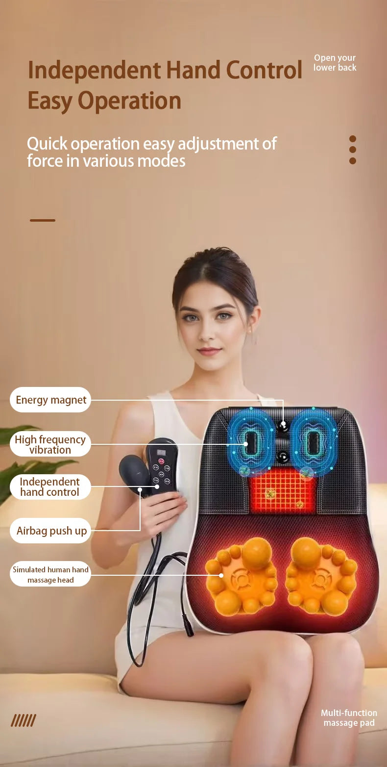 Electric Shiatsu Neck & Back Massager Pillow – Heated Cervical Traction & Vibration Relief for Home, Office & Car