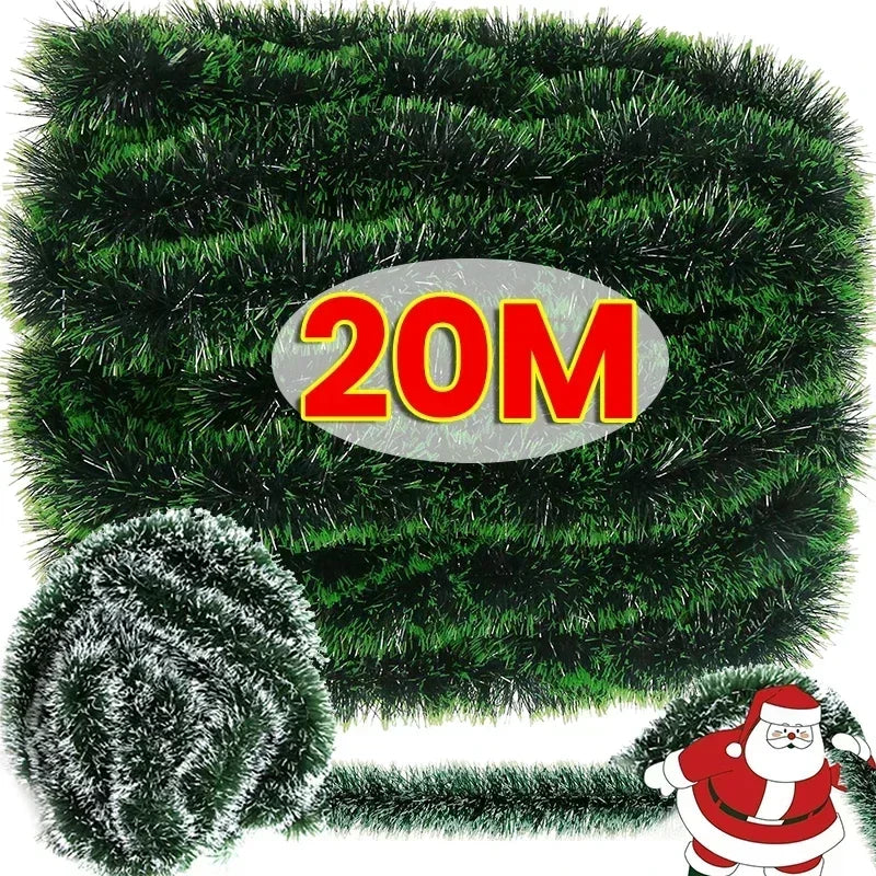 2M Christmas Ribbon Garland – Green PVC Tinsel Cane Ribbon for Tree, Wreath, and Home Holiday Decorations