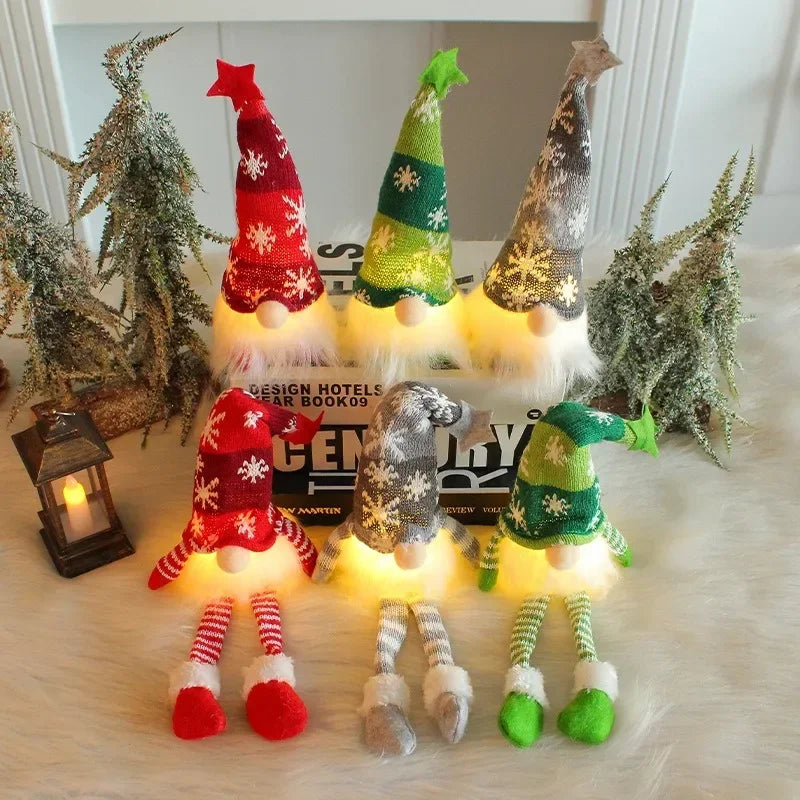 Christmas LED Faceless Gnome Doll – Plush Knitted Ornament Decoration for Home, Tree, and Holiday Gifts