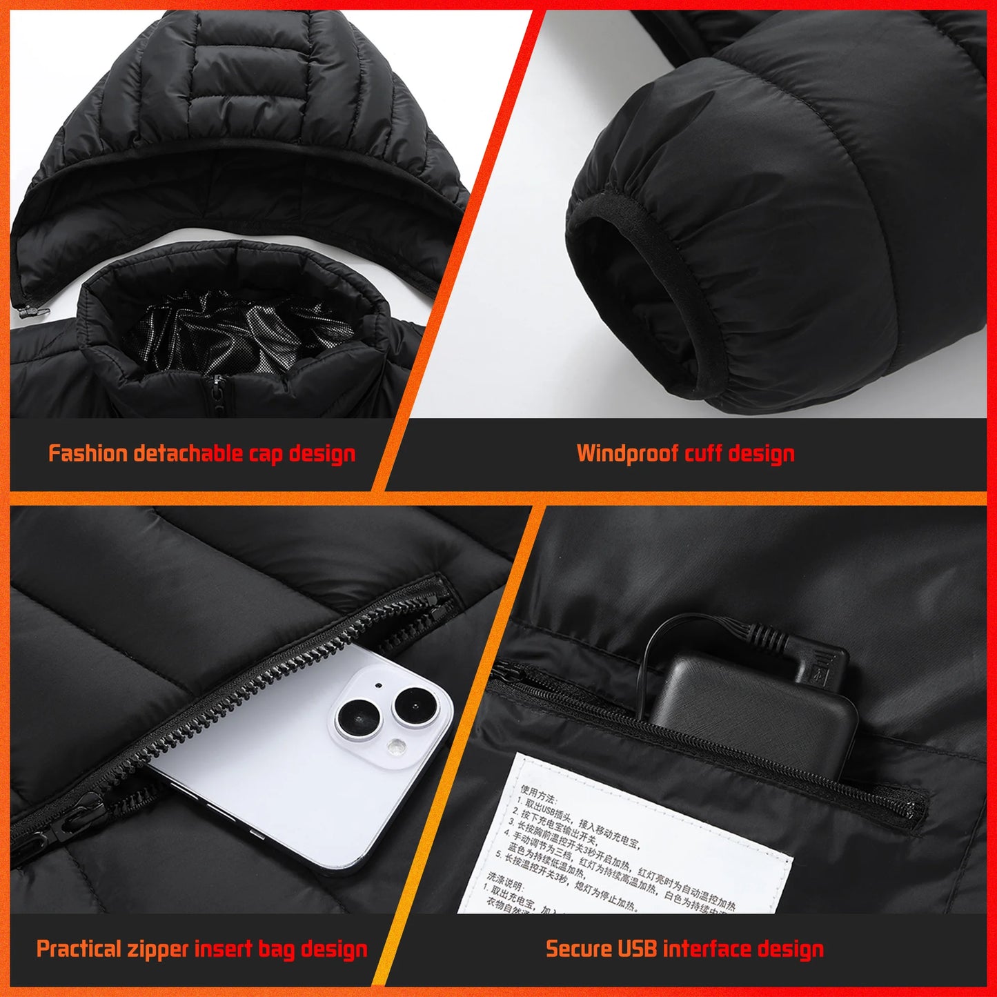 TODWARM 21-Zone Heated Jacket – USB Electric Heating Motorcycle and Winter Jacket for Men and Women | Thermal Graphene Coat